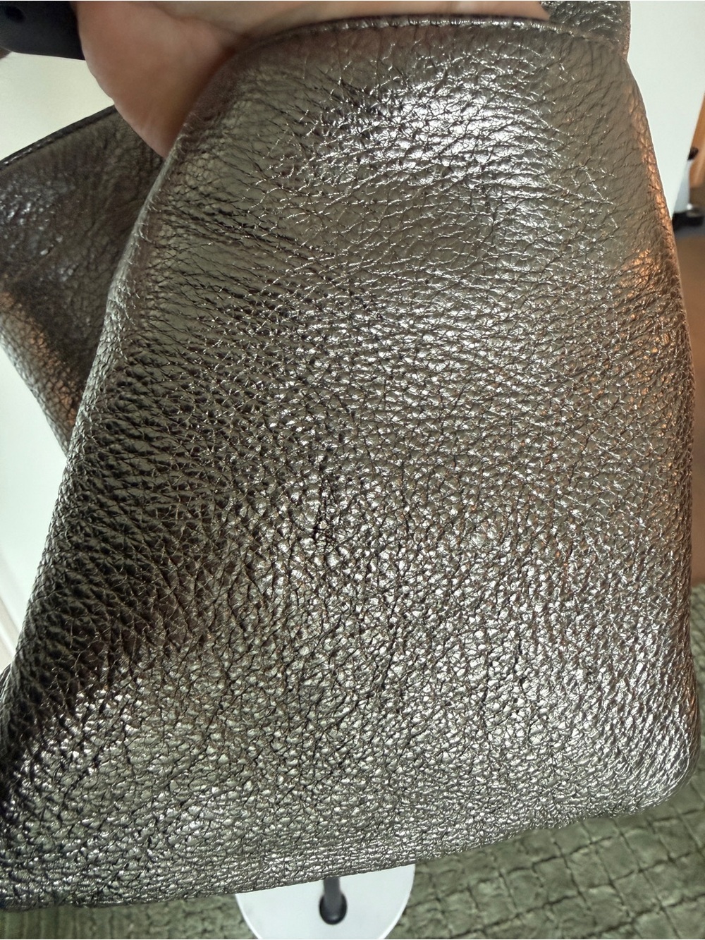 Michael Kors Skorpios Metallic Silver Leather Tote Bag Purse with Braided Handle - Picture 11 of 12